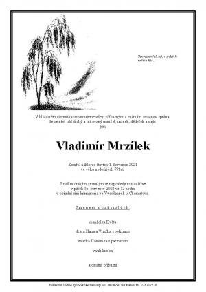 Smuteční oznámení - Vladimír Mrzílek